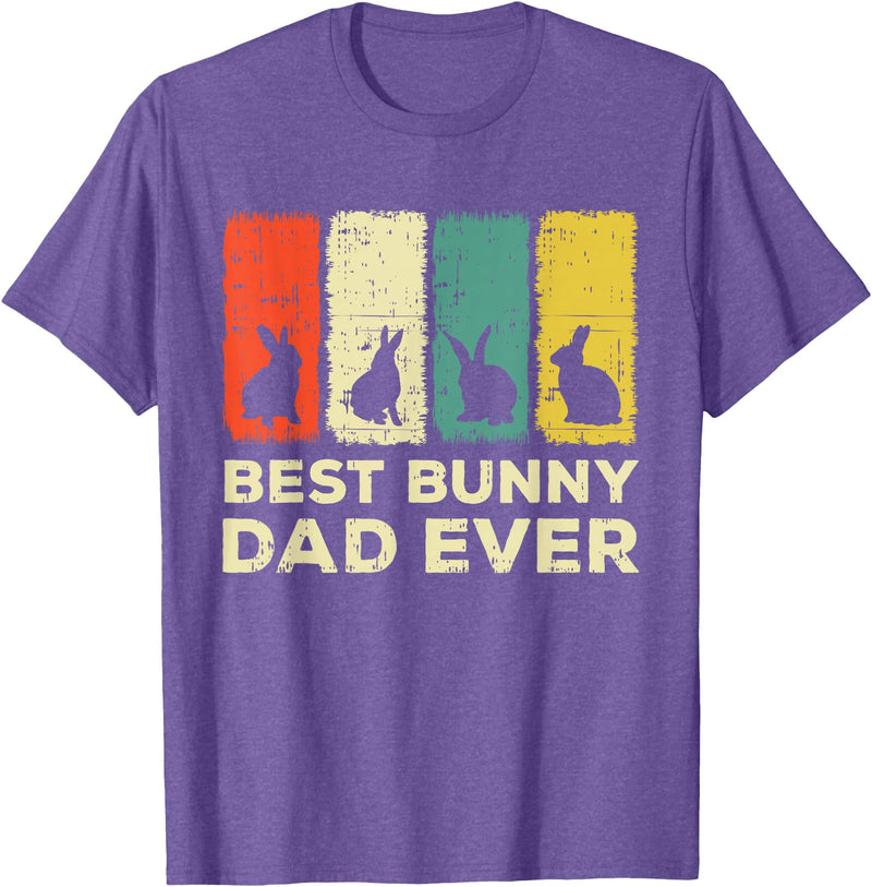 Best Bunny Dad Ever Rabbit Dad Rabbit Bunny T-Shirt in Purple Heather