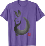 Cute Rabbit Lover Bunny Graphic T-Shirt (White) in Purple Heather