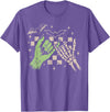 Halloween Vibes Funny Skeleton Hand Spooky Season T-Shirt - Purple Heather