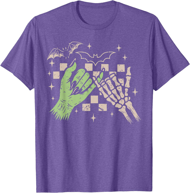 Halloween Vibes Funny Skeleton Hand Spooky Season T-Shirt - Purple Heather