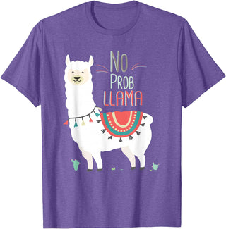 No Prob llama Shirt, No Problama Funny Lama Tee Lamaste T-Shirt - Purple Heather