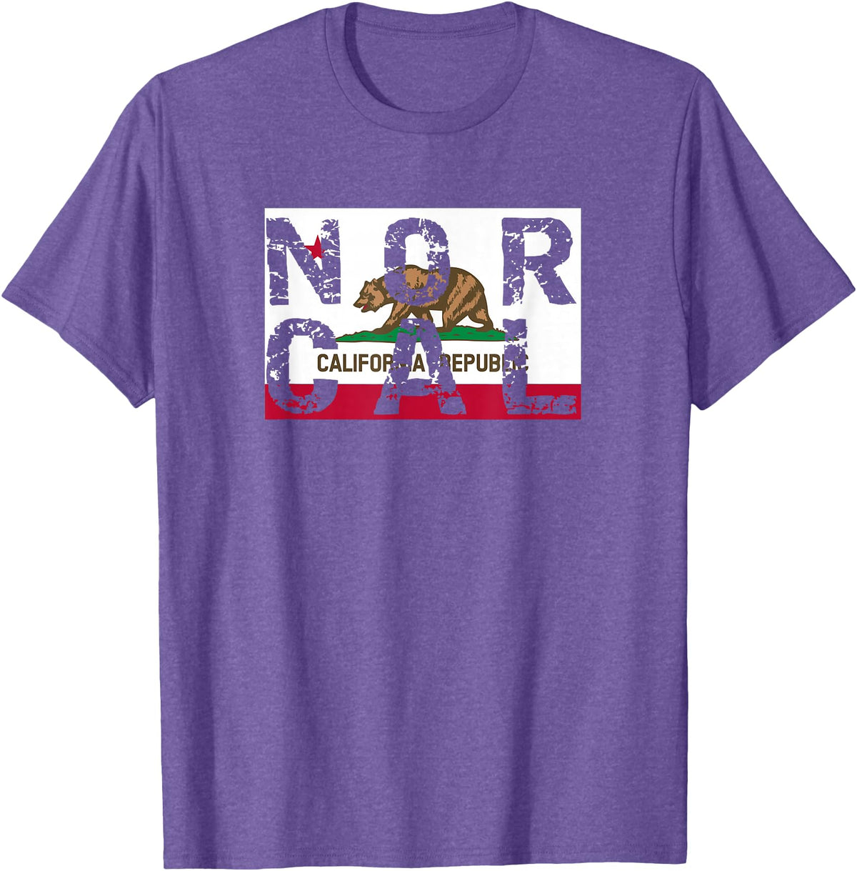CA Shirt Co. California Republic T-Shirt | NOR CAL T-Shirt T-Shirt - Purple Heather
