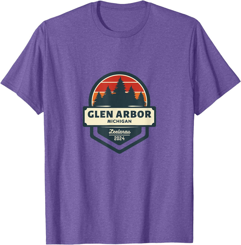 Glen Arbor, MI | Glen Lake Michigan | Sleeping Bear Dunes T-Shirt - Purple Heather