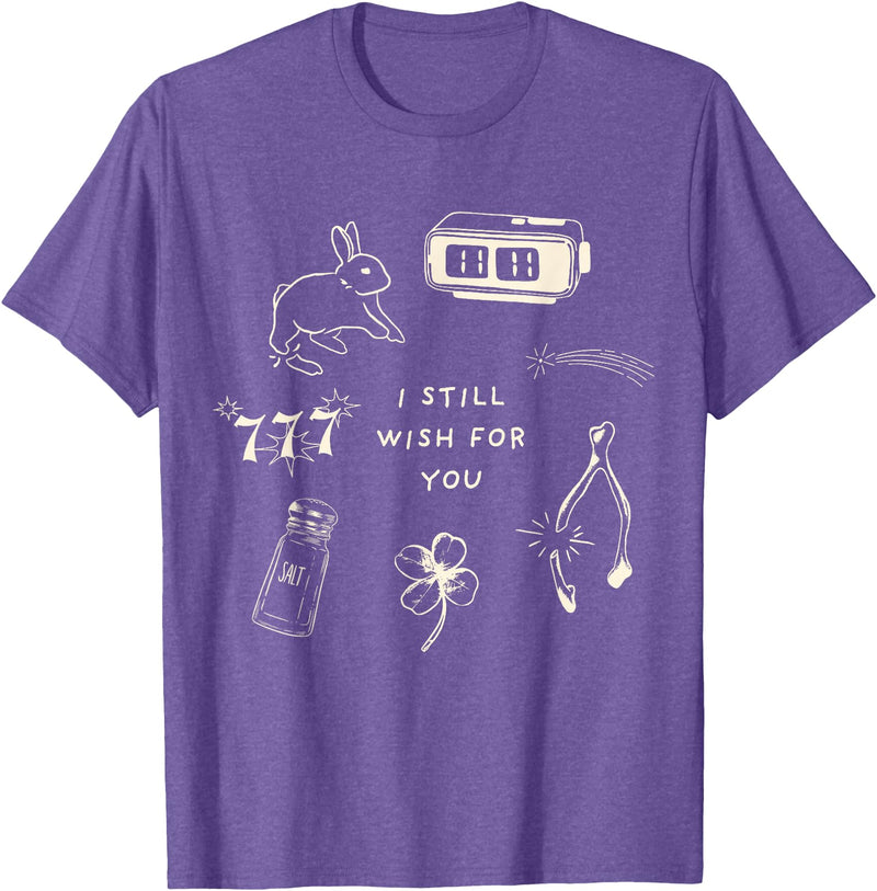 I Still Wish for You Lucky Rabbit 1111 Stars Clover Signs T-Shirt in Purple Heather