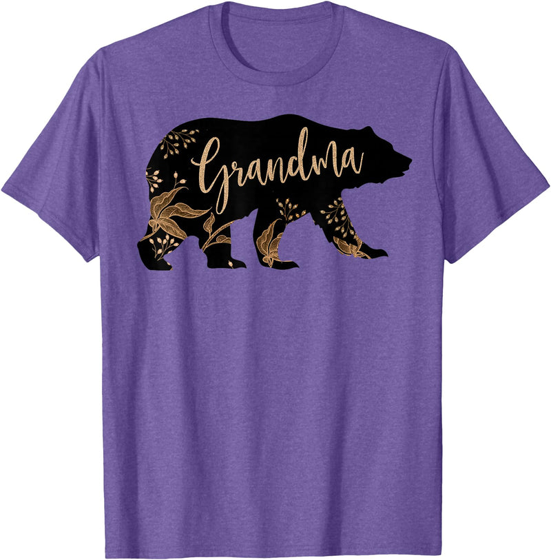 Fandy Family Floral Grandma Bear T Shirt Grandma Mother's Day Women Gift T-Shirt - Purple Heather