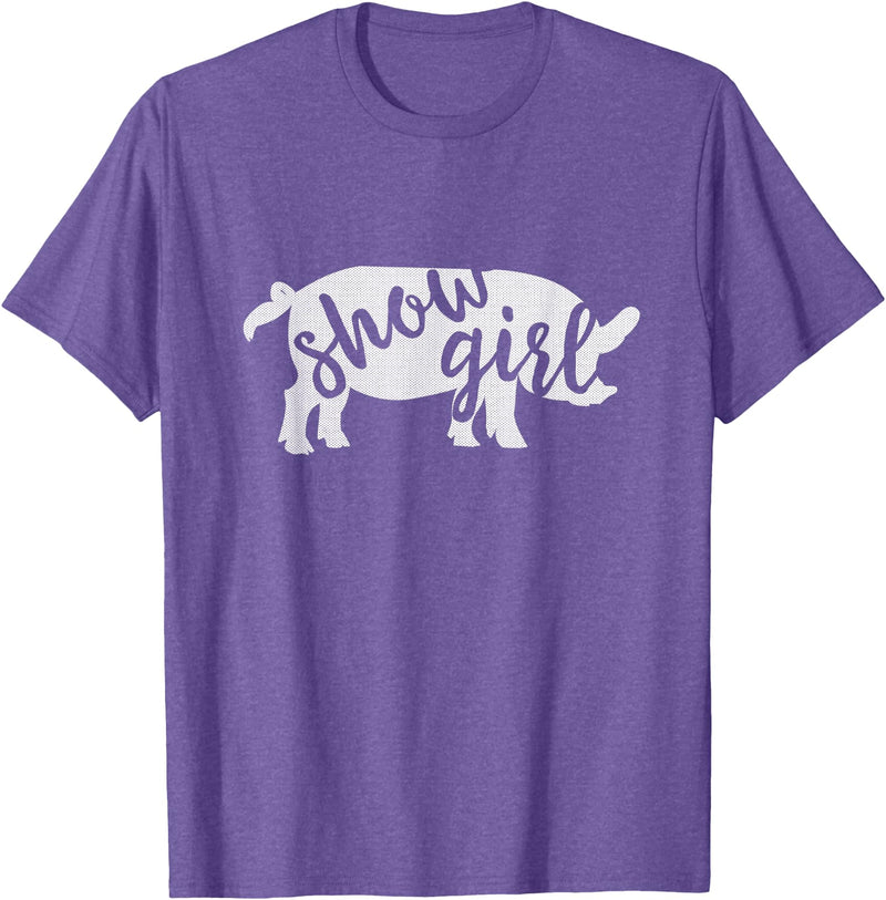 Pig Showing Gifts & Apparel Cute Show Pig Girl T-Shirt - Purple Heather