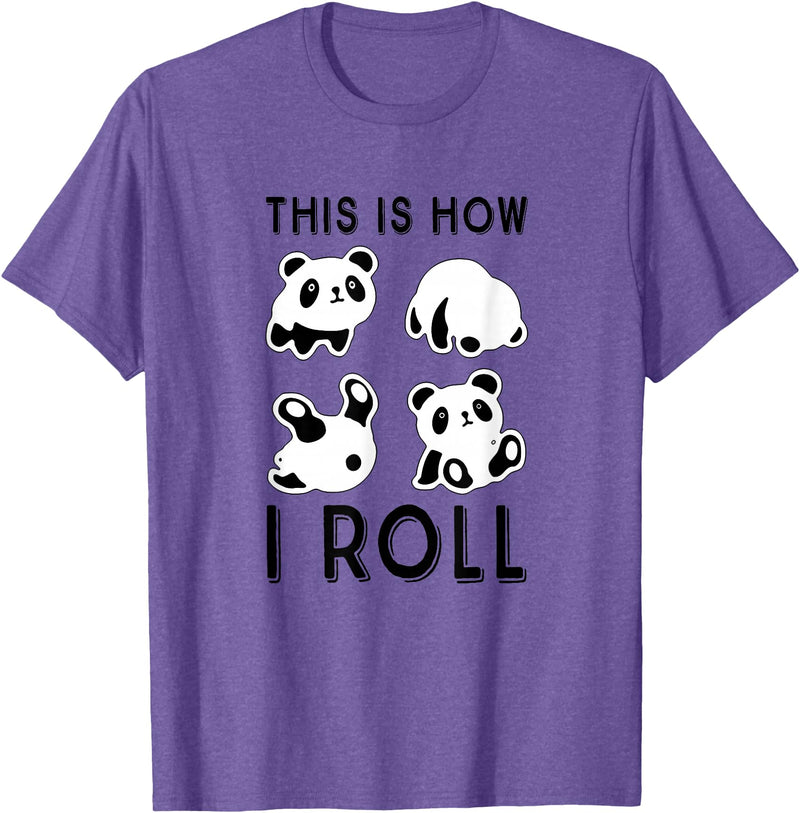 Funny Panda This Is How I Roll Cute Panda Cute Little Bear Panda, This Is How I Roll T-Shirt - Purple Heather