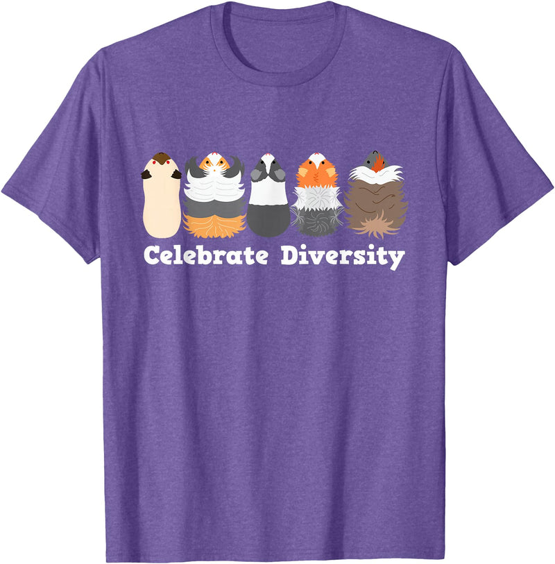 Guinea Pig Diversity Cute Rodent Lovers Celebrate Diversity Cute Party Theme Pet Lovers Guinea Pig T-Shirt - Purple Heather