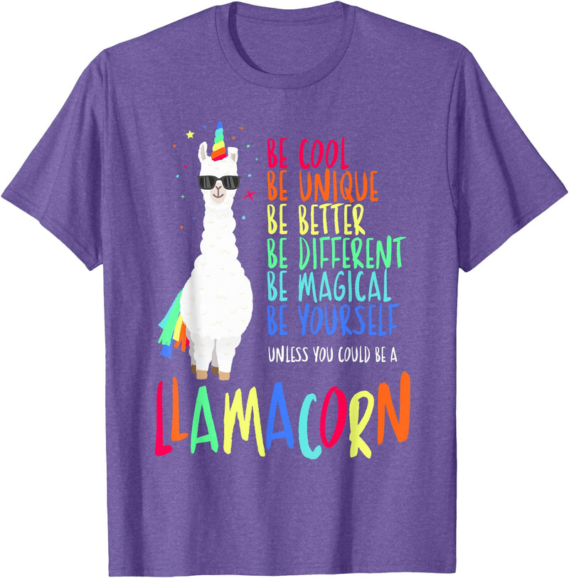 CuisineDuCool Funny Llamacorn - Funny Cute Llama Unicorn T-Shirt - Purple Heather