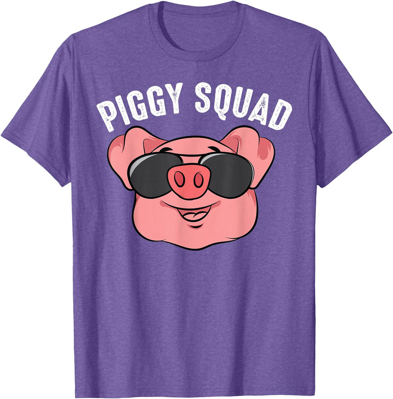 Cool Lucky Swine Fans Party Girl Boy Pork Team Art Piggy Squad | Cute Pig Farmer Animal Lovers Funny Farm Gift T-Shirt - Purple Heather