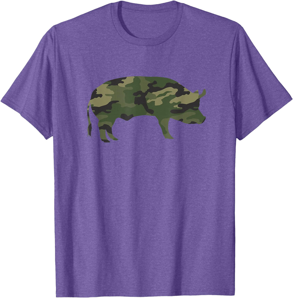 Pig Humor Co. Camo Pig Funny Camouflage Pattern Pig Army Military Colours T-Shirt - Purple Heather