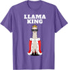 Mens Llama Shirts for Boys Llama King | Boys Llama Tshirt | Mens Llama T-Shirt, Black - Purple Heather