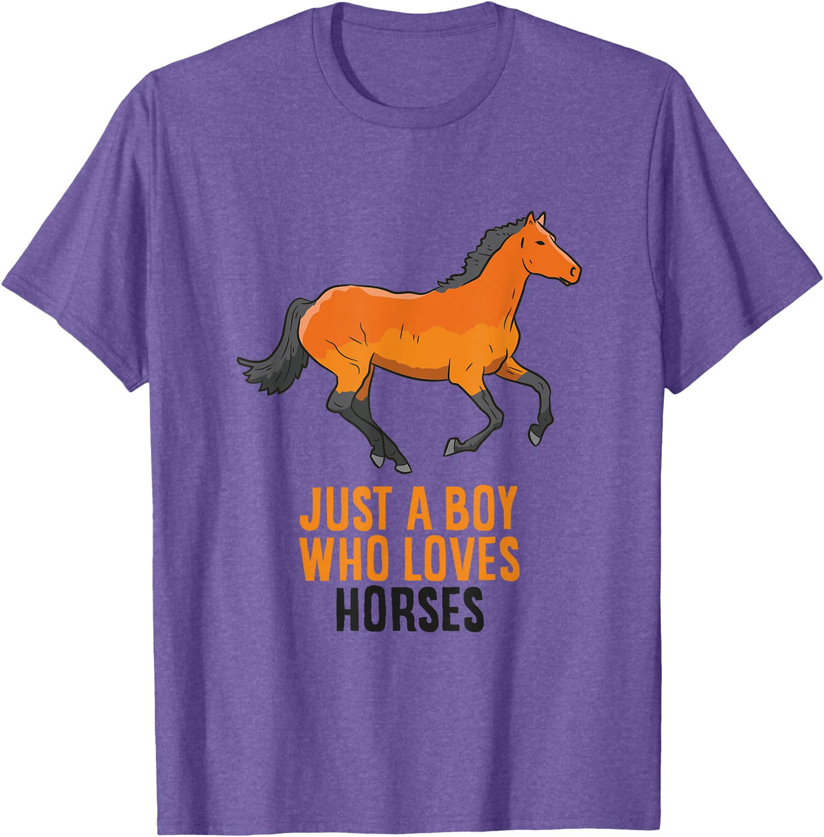 Cool Horse Riding Tees Horse Boy Just A Boy Who Loves Horses Horseback Riding T-Shirt - Purple Heather