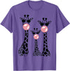 Bubble Safari Graphics Cute Giraffe Trio Blowing Bubble Gum with Sunglasses T-Shirt - Purple Heather