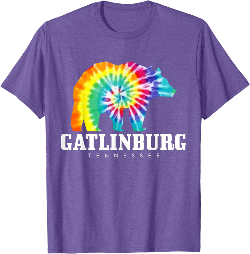 Gatlinburg Tennessee - Bear Tie Dye Gatlinburg Tennessee Bear Tie Dye Vintage Retro T-Shirt - Purple Heather