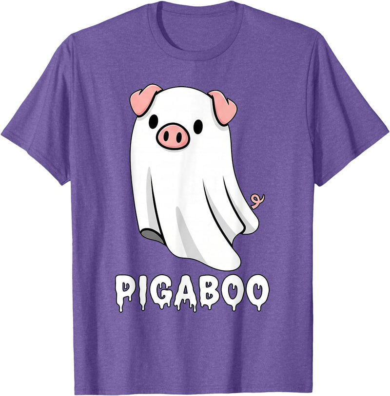 Pig Ghost Boo Halloween Humor By TEERA Funny Pig Ghost Spooky Season T-Shirt - Purple Heather