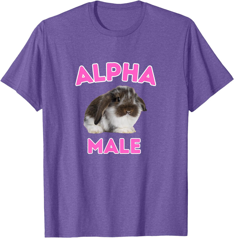 Alpha Male Cute Bunny Meme Funny Rabbit T-Shirt in Purple Heather