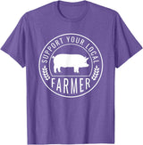 Support Farmers Farmers Market Support Your Local Pig Farmer Rancher T-Shirt - Purple Heather