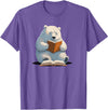 Book Lovers Polar Bear reading Books Cute Polar Bear is reading a Book, Reading Polar Bear T-Shirt - Purple Heather