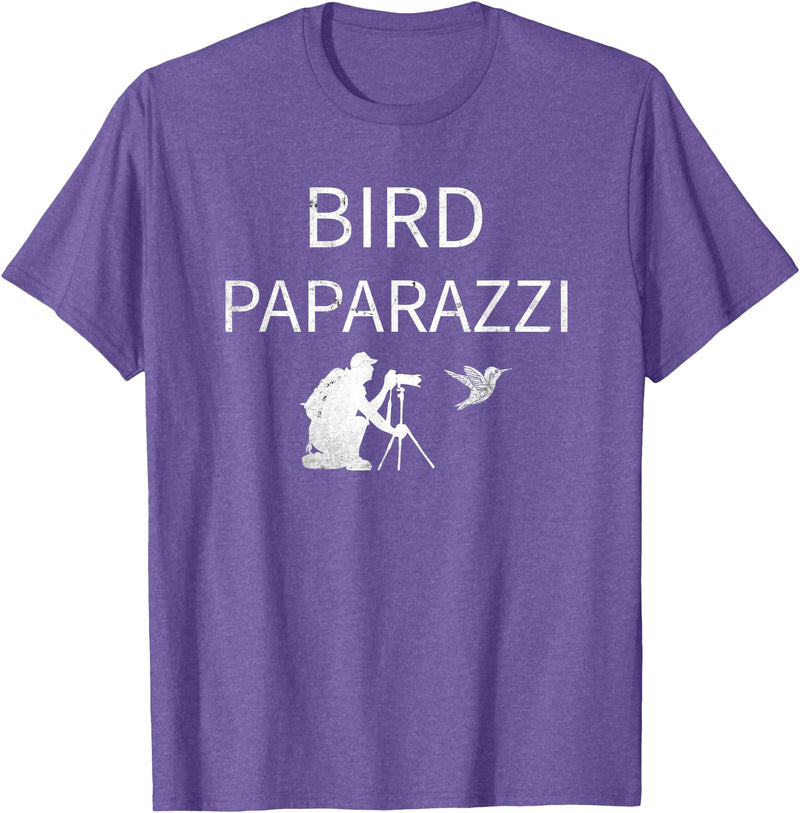 Birdwatching | Bird Photographer Gifts Unisex-Adults Black Short Sleeve T-Shirt Small Bird Photography T-Shirt - Purple Heather