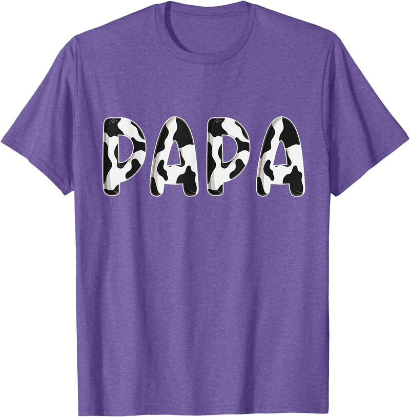 Cow Pattern Print Family Matching Birthday Shirts Cow Papa Birthday Family Matching Fathers Day Boy Girl Farm T-Shirt -