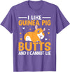 Cute Guinea Pig Apparel Co. I Like Guinea Pig Butts and I Cannot Lie - Guinea Pig Lover T-Shirt - Purple Heather