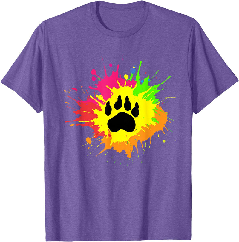 Furry Fandom Shirt by Crush Retro Furry Shirt Rainbow Bear Fursona Wolf Paw Print Gifts T-Shirt - Purple Heather