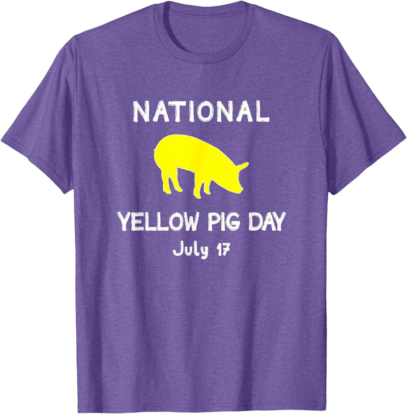 Porker Apparel Co National Yellow Pig Day T-Shirt - Purple Heather