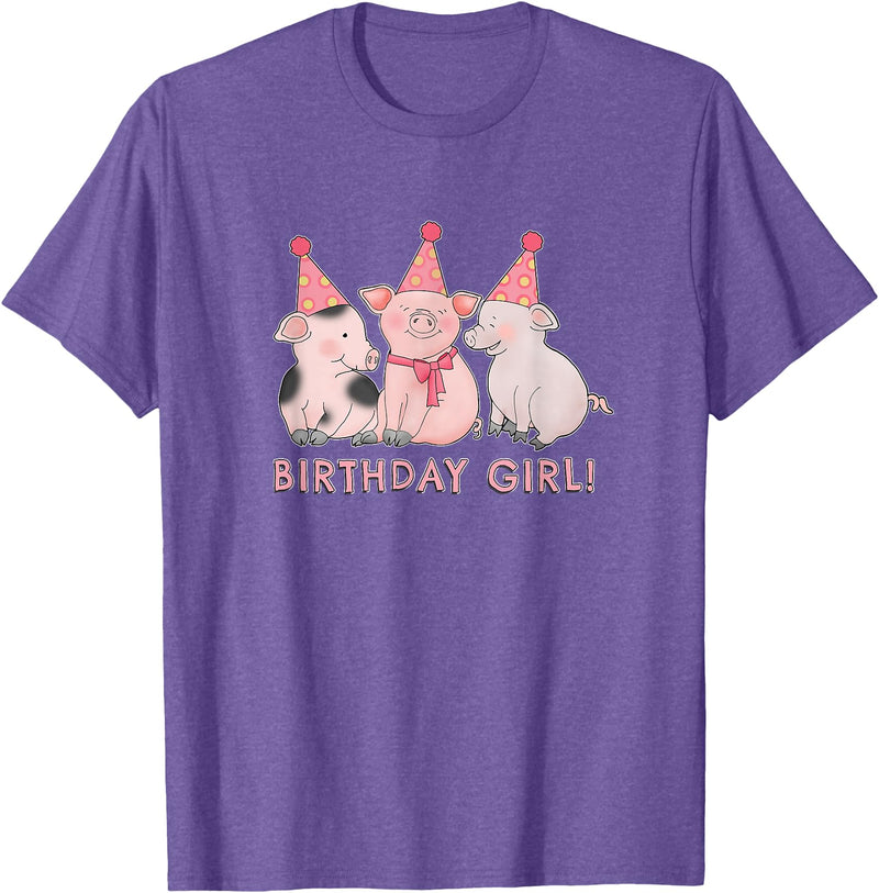I Love Pigs Birthday Girl Happy Pig Lover T-Shirt - Purple Heather