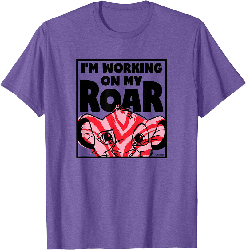 Disney Lion King - I'm Working On My Roar T-Shirt - Purple Heather