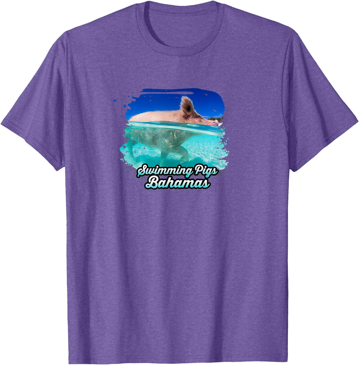 Swimming Pigs of Bahama Beach Swimming Pigs - Bahamas T-Shirt - Purple Heather