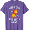 Gifts For Lion Lovers Girls Just A Girl Who Loves Lions Cute Lion Lover T-Shirt - Purple Heather