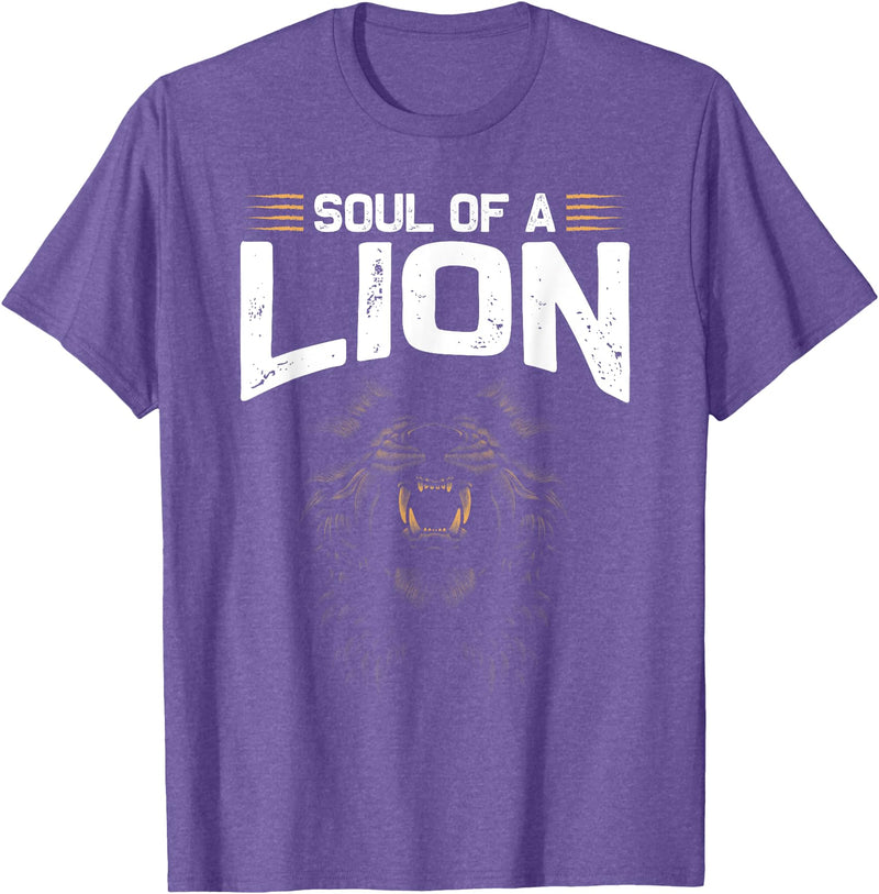 Animal Tees & Gift Idea Soul Of A Lion T-Shirt - Purple Heather