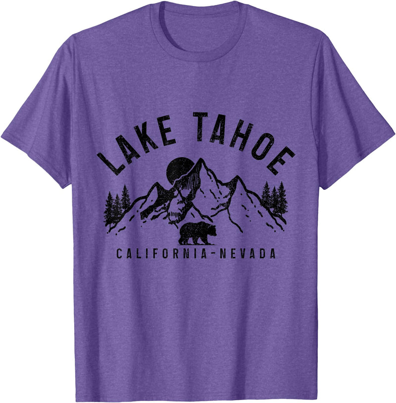We Love Lake Tahoe - California Nevada Lake Tahoe California Nevada Mountains Bear Nature Vintage T-Shirt - Purple Heather