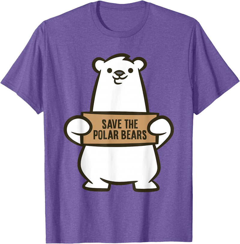 Cute Polar Bear Gifts And Tees Animal Welfare Save The Polar Bears T-Shirt - Purple Heather