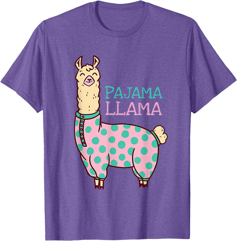 Cool Llama lovers Pyjama day Pajama Llama Cute Llama Pajama Alpaca Kids Women Girl T-Shirt - Purple Heather
