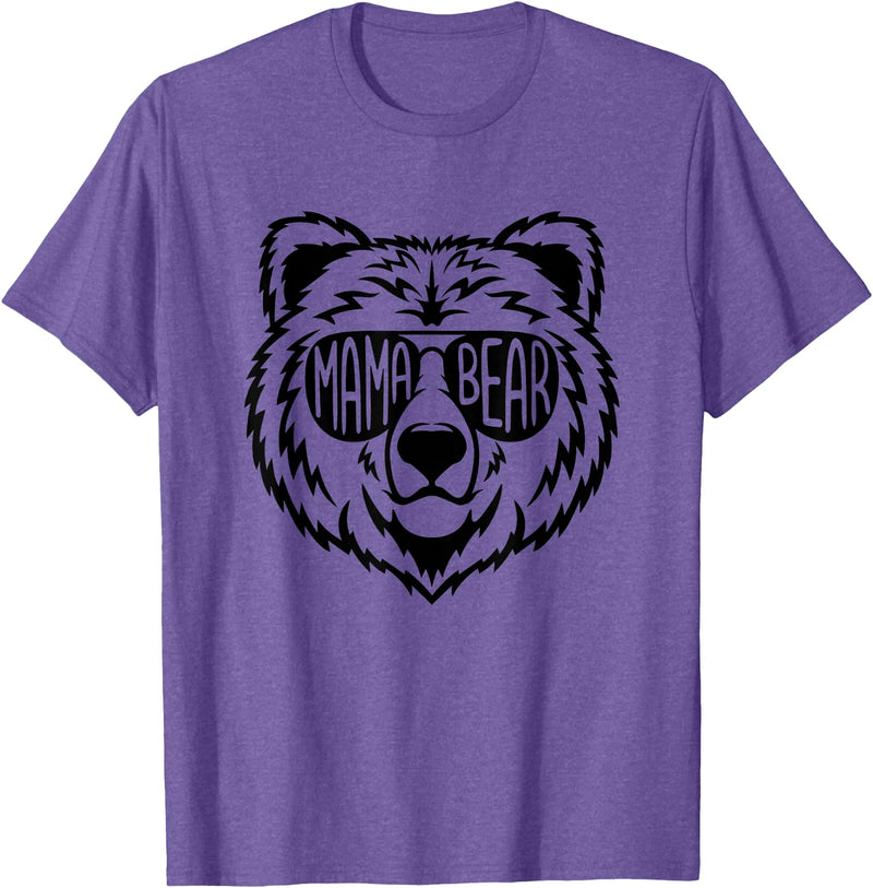 Funny Mothers Mama Bear Face Mama Bear Face Sunglasses Mother Mom Mommy T-Shirt - Purple Heather