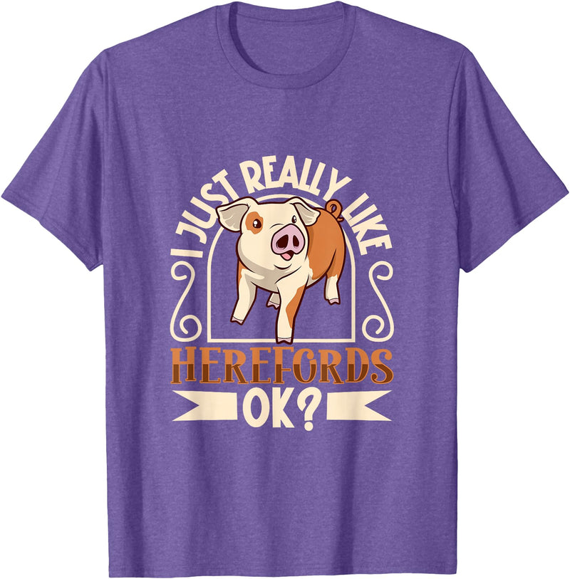 Creative Hereford Pig Designs I Love My Hereford Pig T-Shirt - Purple Heather