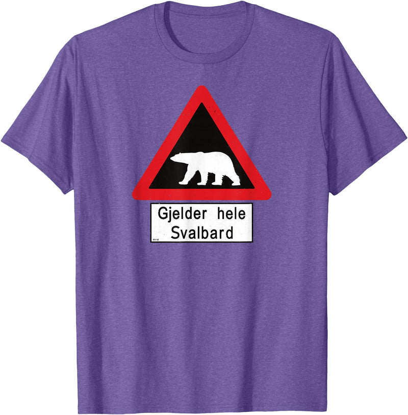 Svalbard T-Shirt Co. Svalbard T Shirt Polar Bear Sign Gjelder hele Norway T-Shirt T-Shirt - Purple Heather