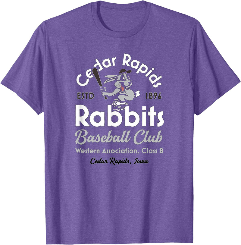 Vintage Cedar Rapids Iowa Rabbits Defunct Baseball Team T-Shirt in Purple Heather
