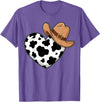 Magical and Funny Western Gifts Western Cow Print Heart Cowboy Cowgirl T-Shirt - Purple Heather