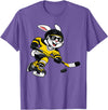 Bunny Playing Ice Hockey Rabbit Easter Sports Men Boys Kids T-Shirt in Purple Heather