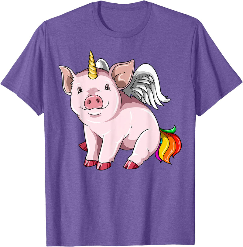 UnicornBreak Co. Piggycorn Pig Unicorn Pig Lovers T-Shirt - Purple Heather