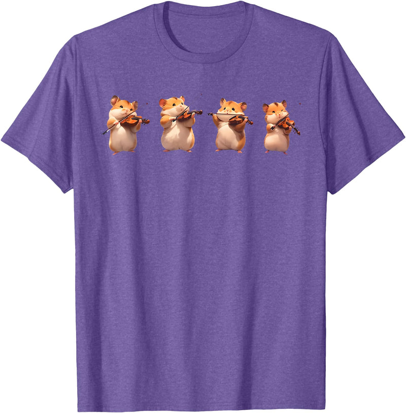 Hamsters Playing The Violin Girl Women Hamster Lover T-Shirt - Purple Heather