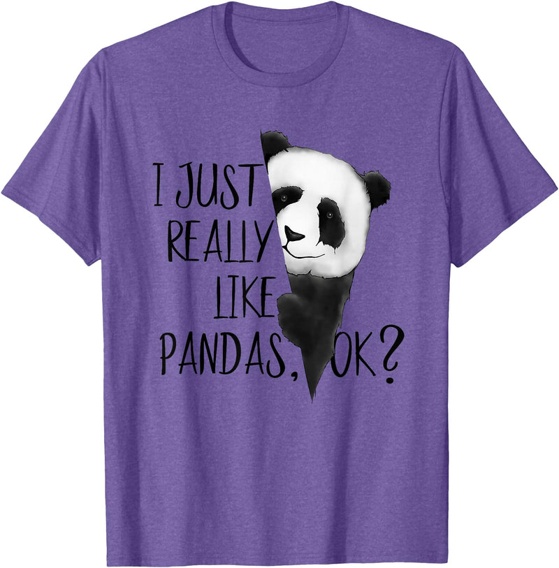 Giant Panda Fan Art SkizzenMonster I Just Really Like Pandas, OK? Funky I Love Panda Bears Art T-Shirt - Purple Heather