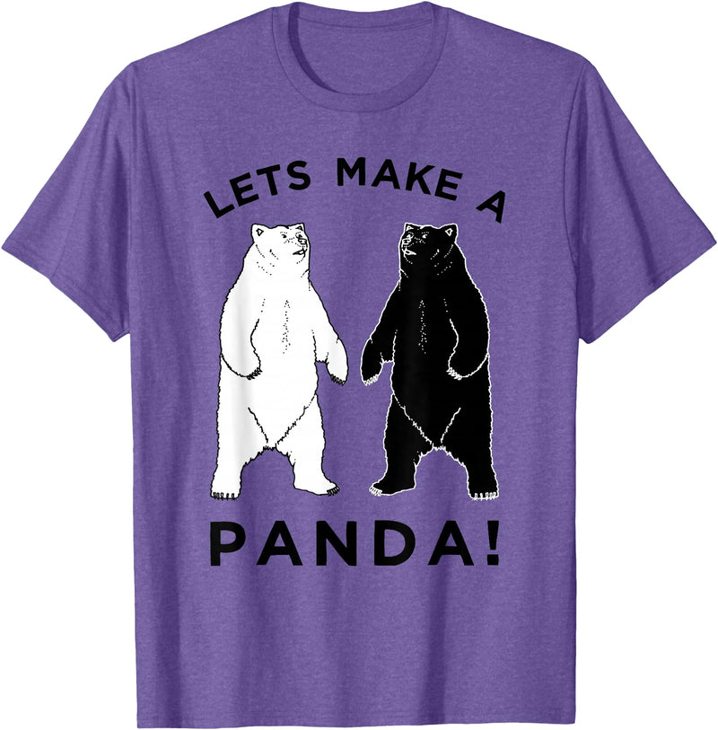 Make Panda Apparel Lets Make A Panda Tee, Funny Bear Graphic T-Shirt T-Shirt - Purple Heather