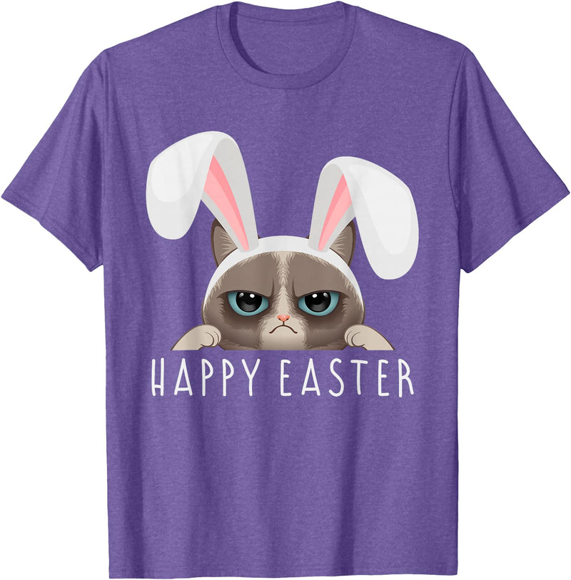 Happy Easter Bunny Funny Pajama Dress Cat Party Cute Rabbit T-Shirt in Purple Heather
