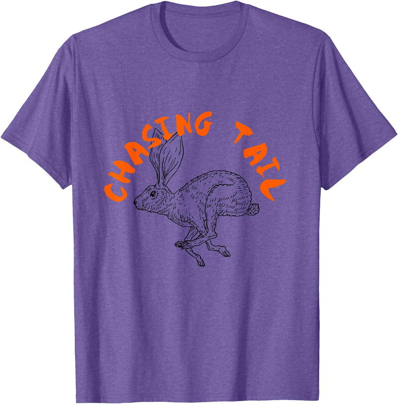 Rabbit Hunter -Chasing Tail -Hunting Cottontail -Beagle Dog T-Shirt in Purple Heather