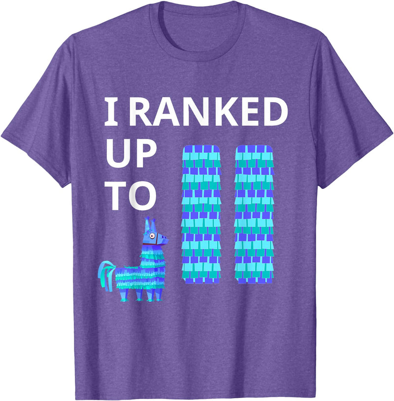 I Ranked Up To 11 Birthday Video Game Llama Piñata Birthday T-Shirt - Purple Heather