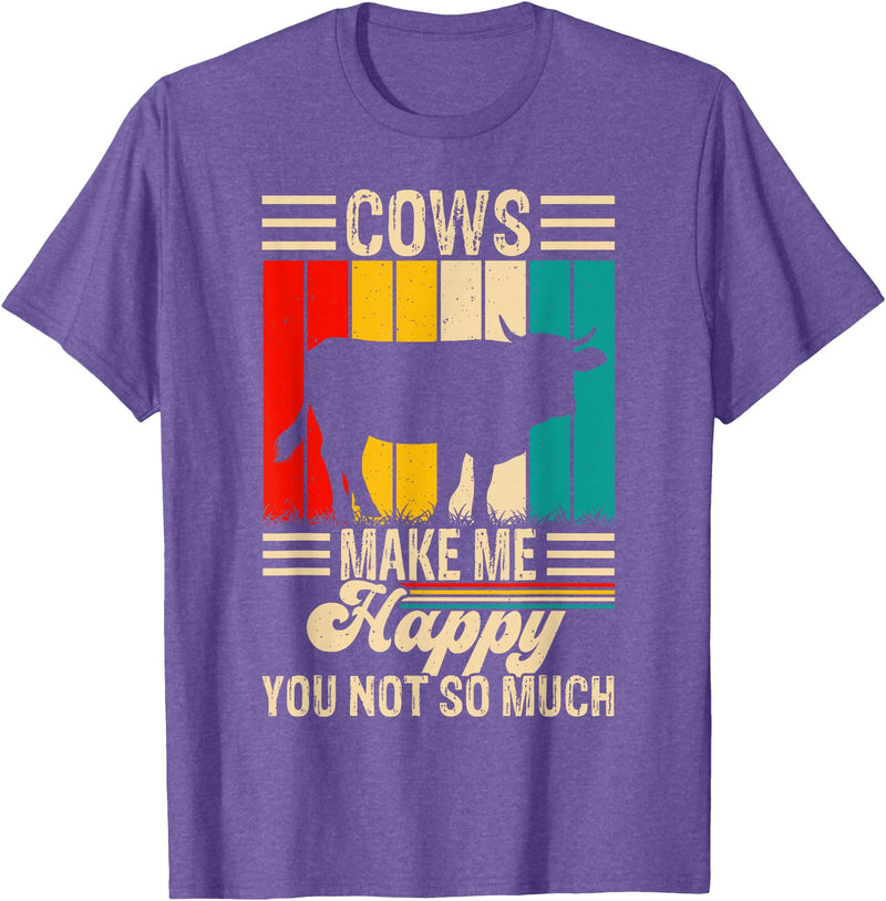 Funny Heifer Cow Gifts & Clothing by FIDIMA Cows Make Me Happy You Not So Much T-Shirt - Purple Heather
